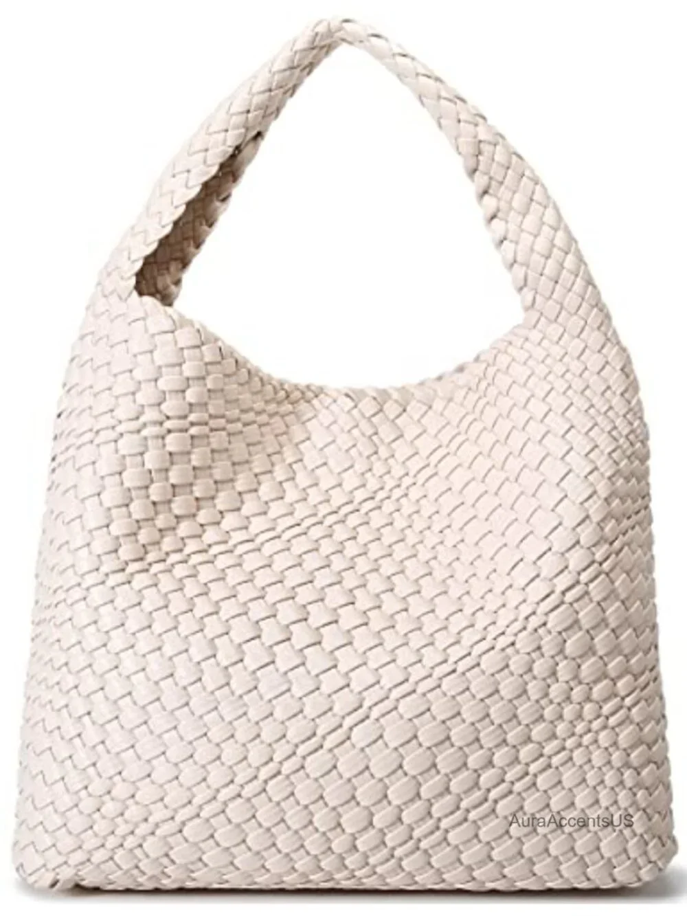 Vegan Leather Woven Hobo Bag with Top Handle Shoulder Strap Large Capacity Tote